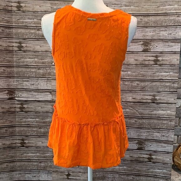 🔥🔥SALE🔥🔥MICHAEL MICHAEL KORS Orange Sleeveless Peplum Tank Top - Picture 3 of 4